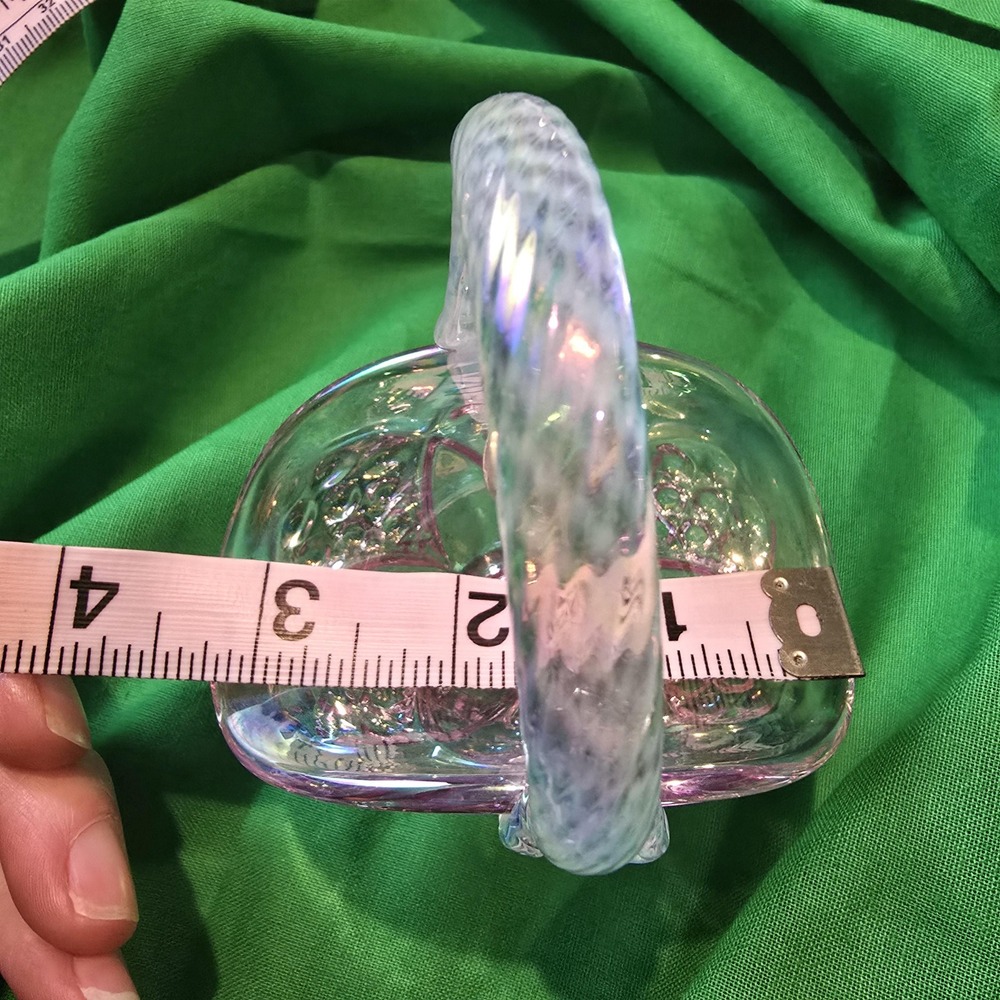 Vintage Pink Fenton Hand Blown Glass Basket - Picture 3 of 4